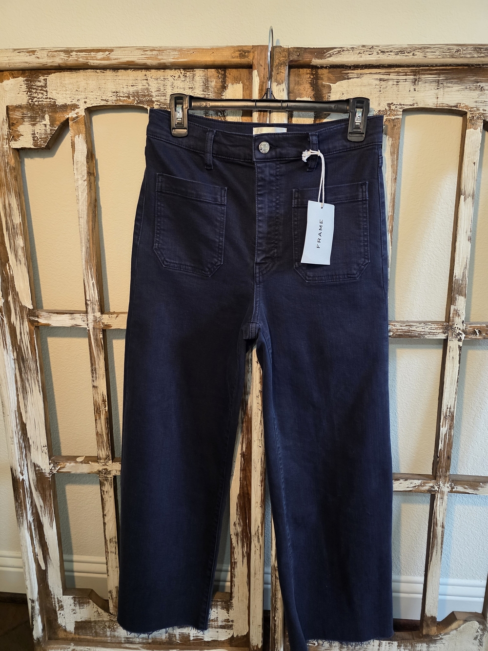 FRAME | NWT | The Anchor Pant – Navy Raw Fray | Size 28